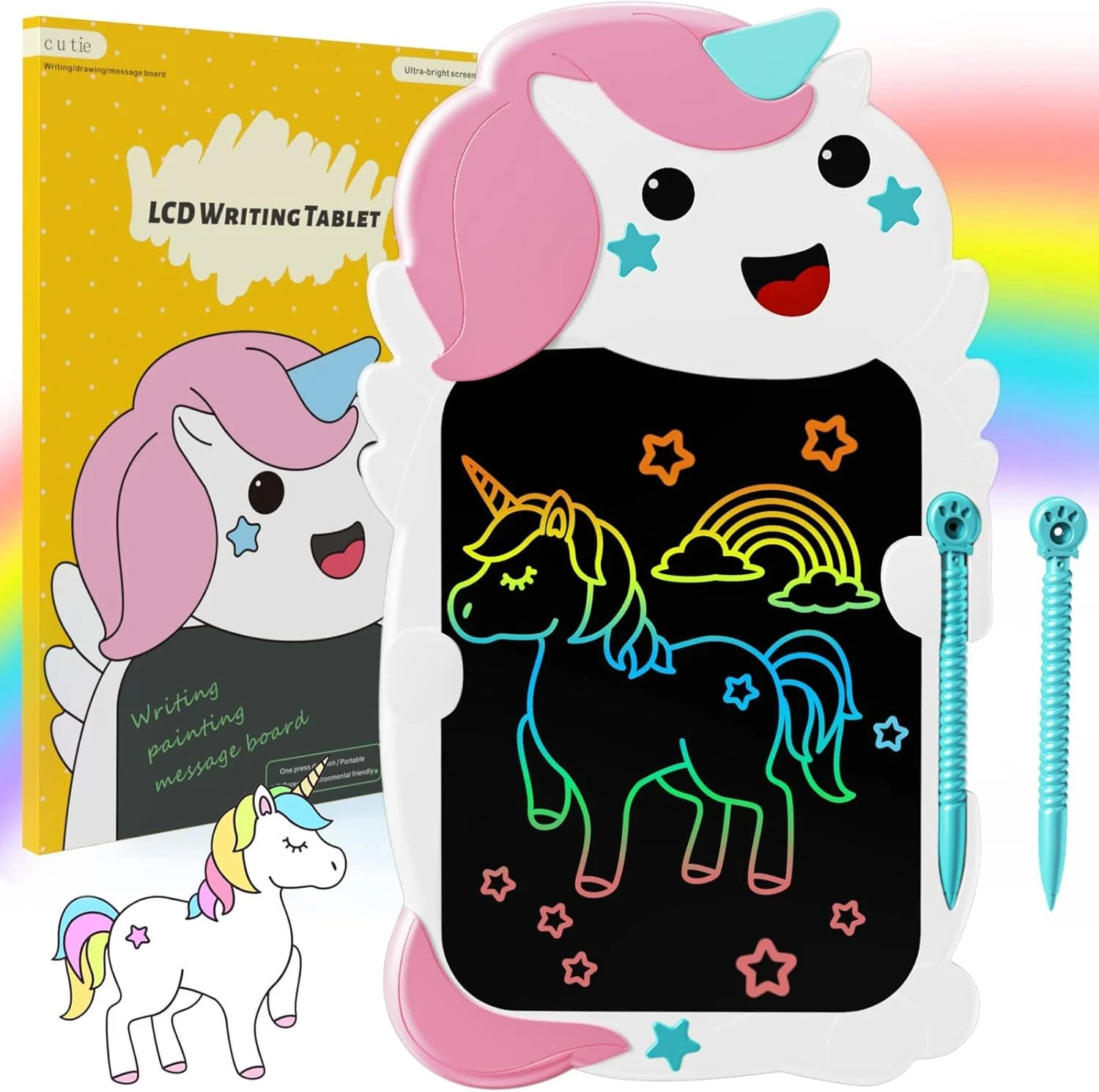 تبلت نوشتاری ال سی دی تک شاخ TERRIFI برای کودکان، تبلت طراحی رنگارنگ 8.5 اینچی، تخته نور الکترونیکی قابل استفاده مجدد، اسباب بازی های آموزشی برای کودکان، دانش آموزان، دختران، پسران