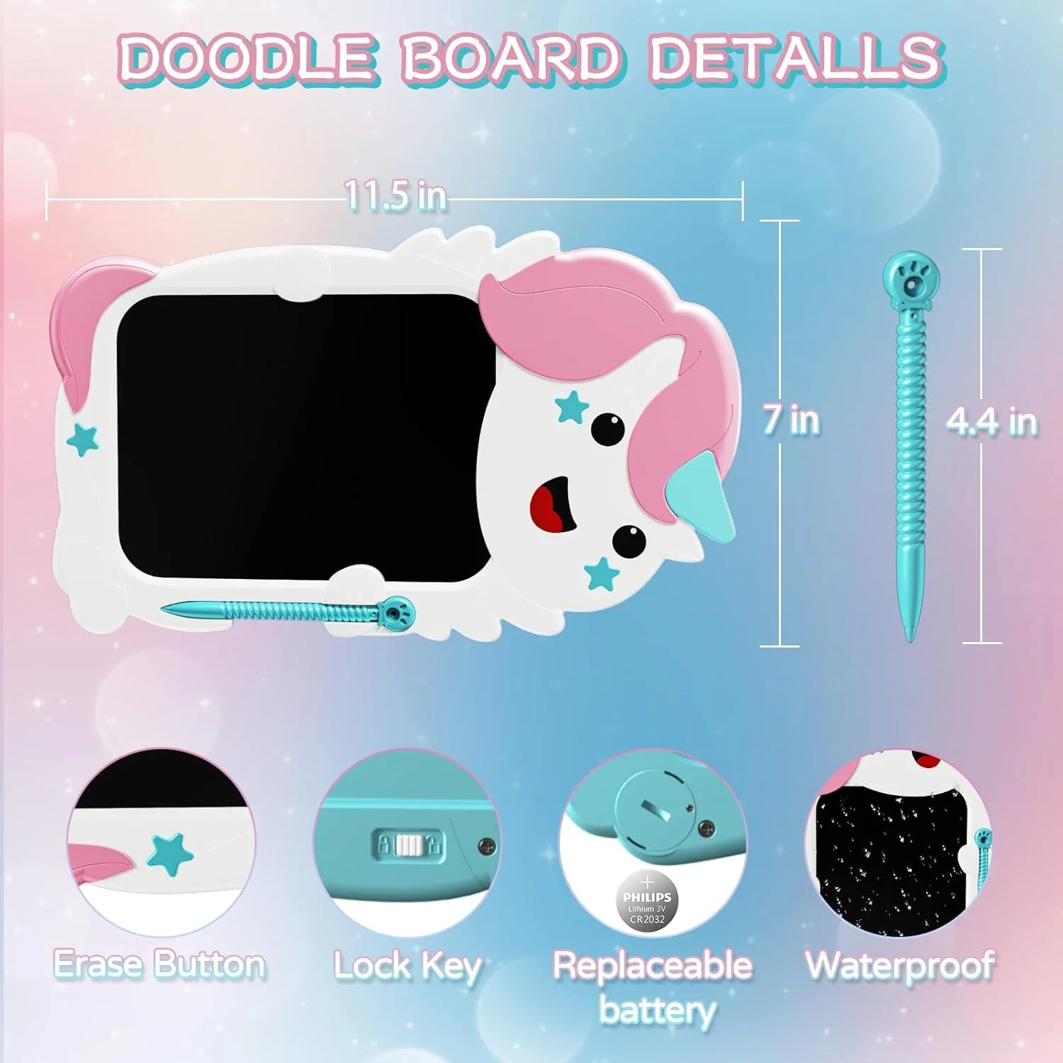 تبلت نوشتاری ال سی دی تک شاخ TERRIFI برای کودکان، تبلت طراحی رنگارنگ 8.5 اینچی، تخته نور الکترونیکی قابل استفاده مجدد، اسباب بازی های آموزشی برای کودکان، دانش آموزان، دختران، پسران