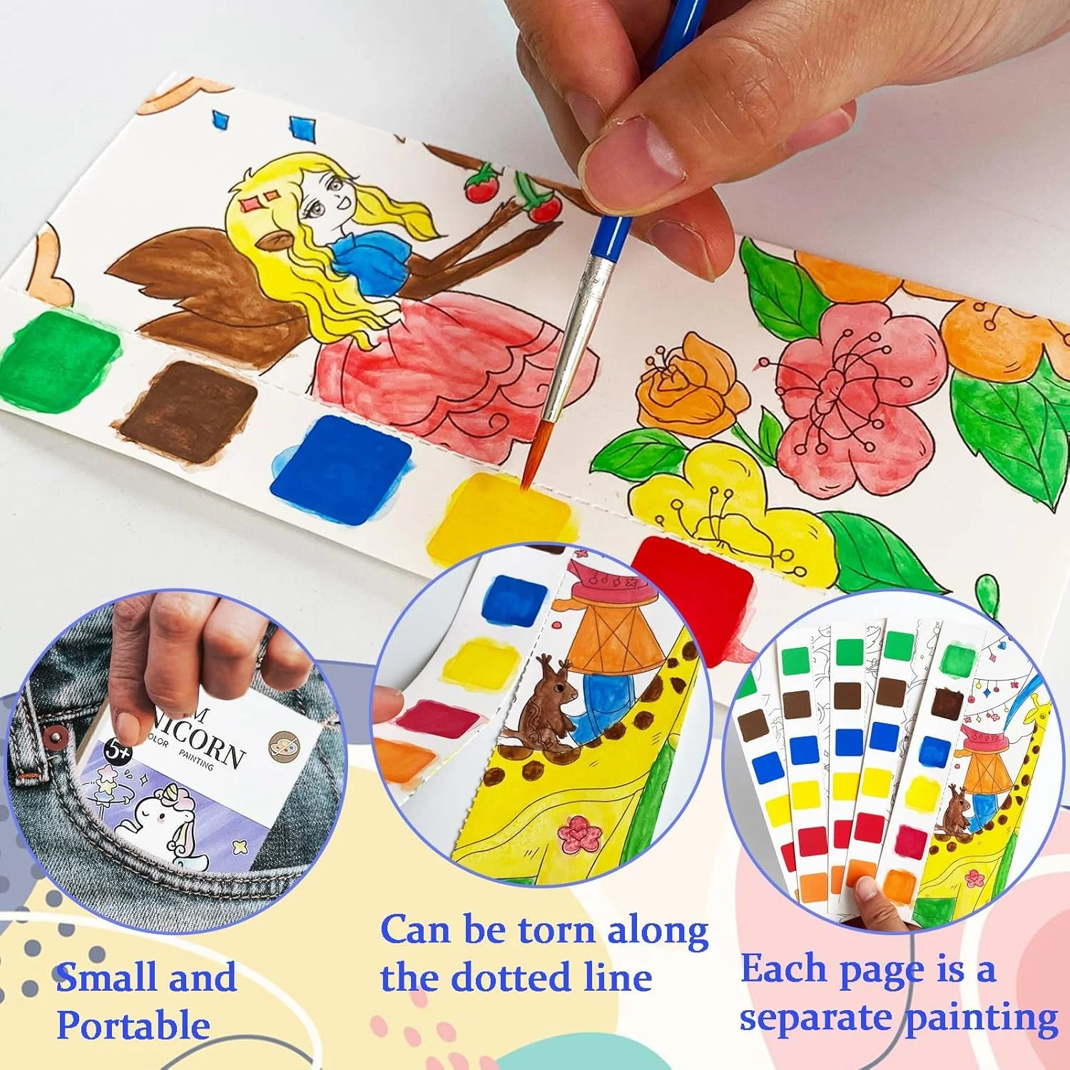 کتاب نقاشی آبرنگ جیبی TERRIFI، مجموعه کاغذ نقاشی آبرنگ، کیت آبرنگ جیبی مسافرتی با رنگ، هدیه روز تولد و روز کودک برای کودکان کتاب نقاشی آبرنگ جیبی TERRIFI، مجموعه کاغذ نقاشی آبرنگ، کیت آبرنگ جیبی مسافرتی با رنگ، هدیه روز تولد و روز کودک برای کودکان