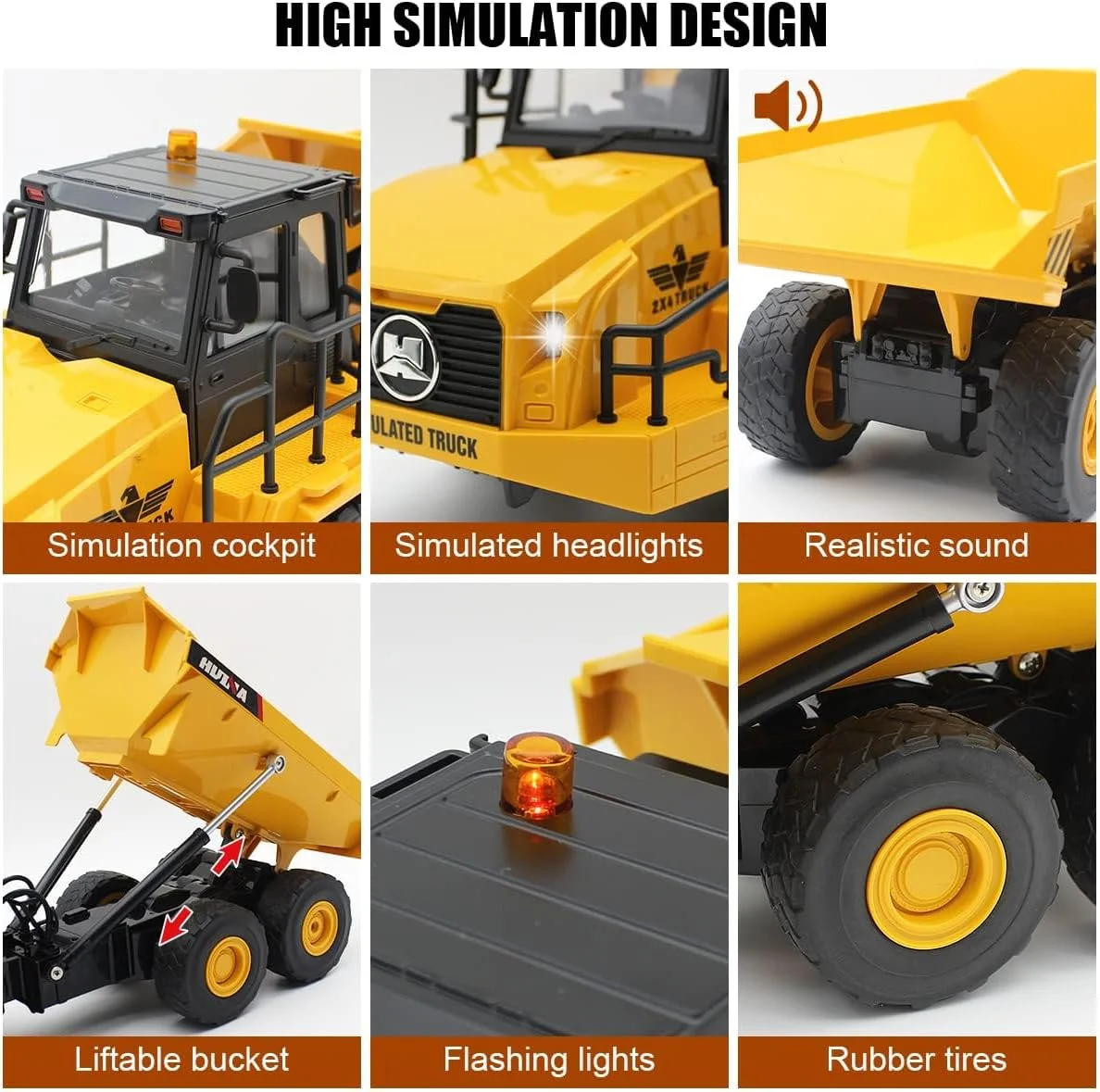 اسباب بازی کامیون کمپرسی کنترلی مقیاس 1:16، ماشین های اسباب بازی ساختمانی کنترلی 11 کاناله با چراغ ها/صداها، کامیون کمپرسی واقعی، هدیه ایده آل برای پسران 4-12 ساله و بالاتر