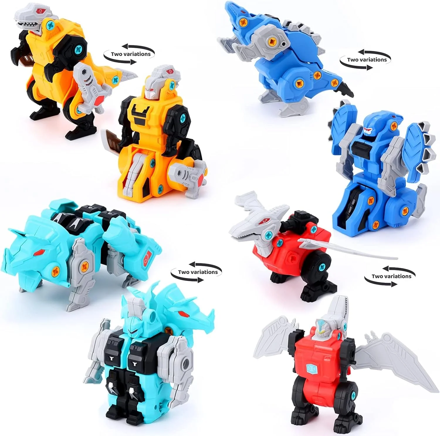 اسباب بازی های دایناسور TERRIFI برای کودکان 3-5 ساله، اسباب بازی های تبدیل شونده STEM 4 در 1، اسباب بازی های روباتی جدا کردنی با دریل برقی، اسباب بازی های ساختنی برای پسران 4-6 ساله، ایده های هدیه تولد برای پسر 5 ساله، هدیه برای 6 ساله ها