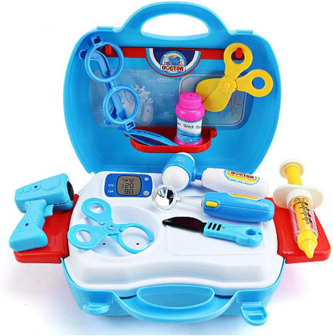 مجموعه اسباب بازی 18 تکه پزشکی، کیت بازی دکتر و پرستار، اسباب بازی های آموزشی کودکان به همراه کیف، هدیه ای عالی برای بچه ها