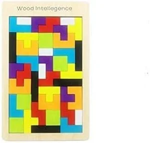 پازل چوبی تتریس 40 تکه، اسباب بازی فکری برای کودکان، بازی های فکری تانگرام چوبی، اسباب بازی های آموزشی