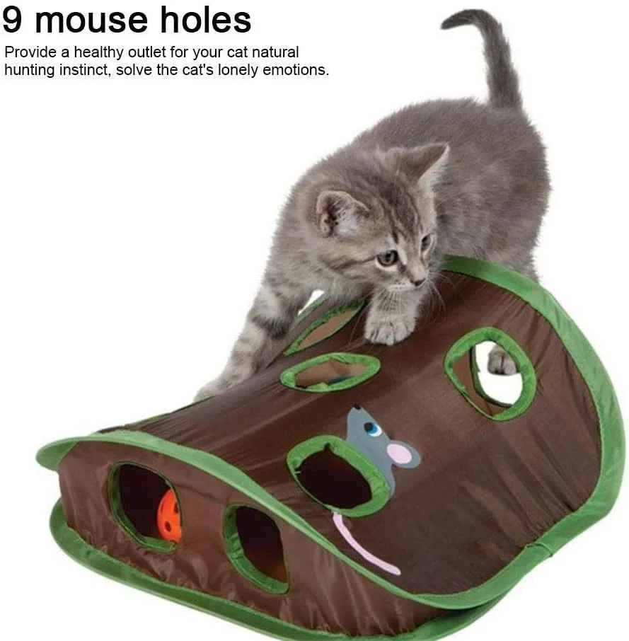 اسباب بازی آموزشی تاشو سوراخ موش گربه ها توپ خنده دار زنگوله لوازم حیوانات خانگی