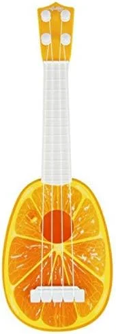 اسباب بازی های آموزشی و سرگرم کننده آلات موسیقی مینی میوه ای کودکان گیتار 4 سیمه یوکللی زیلوفون هدیه (نارنجی)