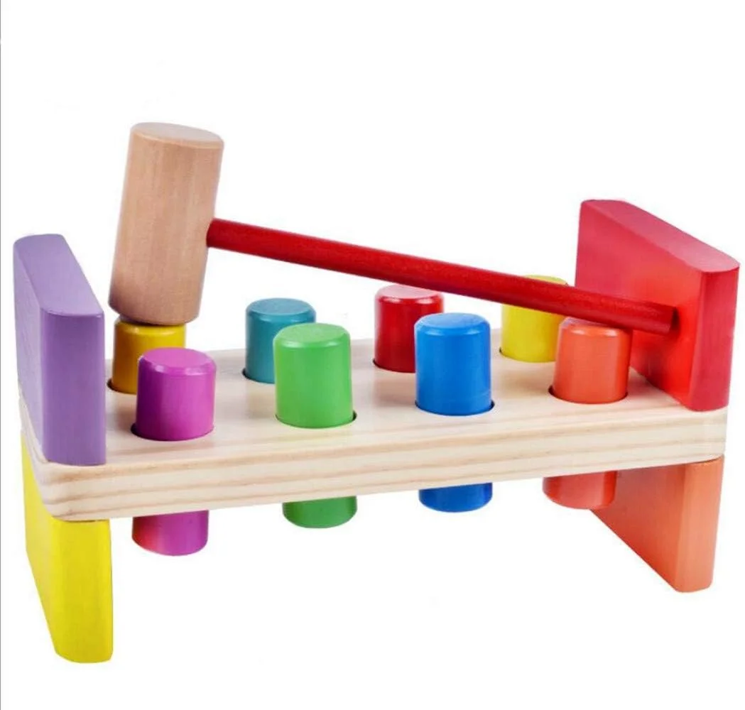 نیمکت کوبیدنی با میخ و چکش چوبی، اسباب بازی آموزشی زودهنگام برای کودکان نوپا و پیش دبستانی