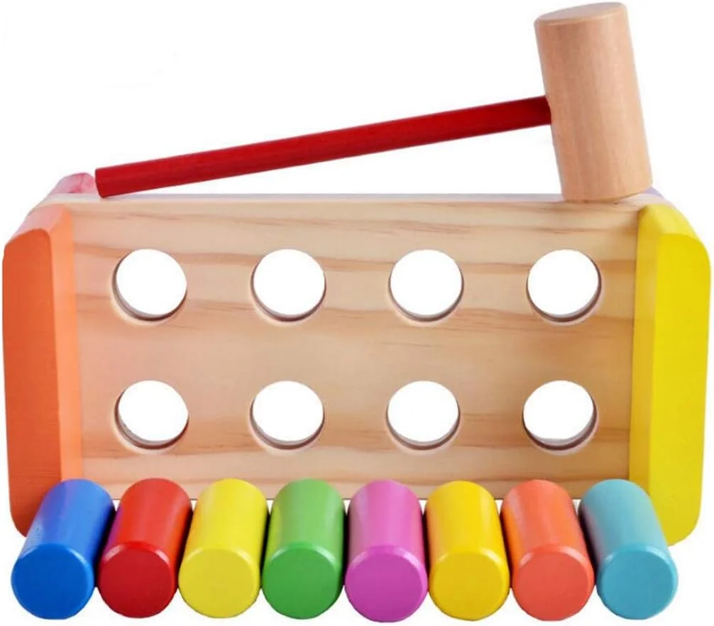 نیمکت کوبیدنی با میخ و چکش چوبی، اسباب بازی آموزشی زودهنگام برای کودکان نوپا و پیش دبستانی