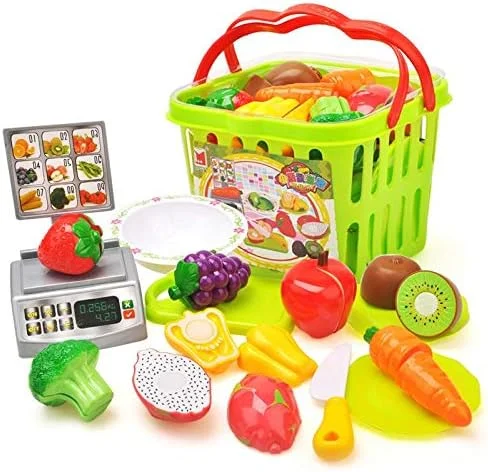 مجموعه 23 تکه اسباب بازی میوه و سبزیجات آشپزخانه، اسباب بازی های آموزشی برای دختران