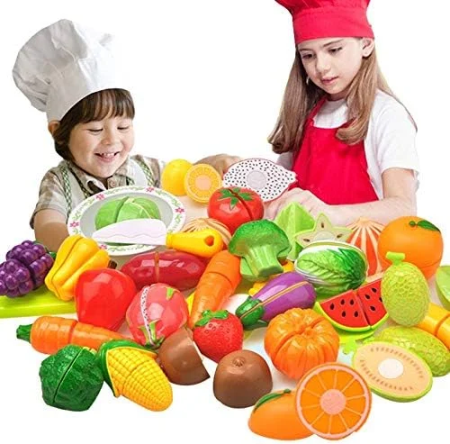 مجموعه 23 تکه اسباب بازی میوه و سبزیجات آشپزخانه، اسباب بازی های آموزشی برای دختران