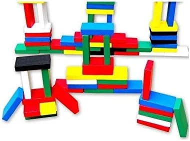 مجموعه ۱۲۰ عددی بلوک های دومینو چوبی رنگین کمانی آموزشی برای کودکان