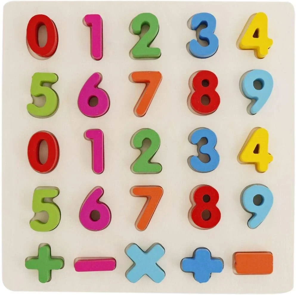 پازل چوبی اعداد آموزشی کودک چند رنگ 0-9