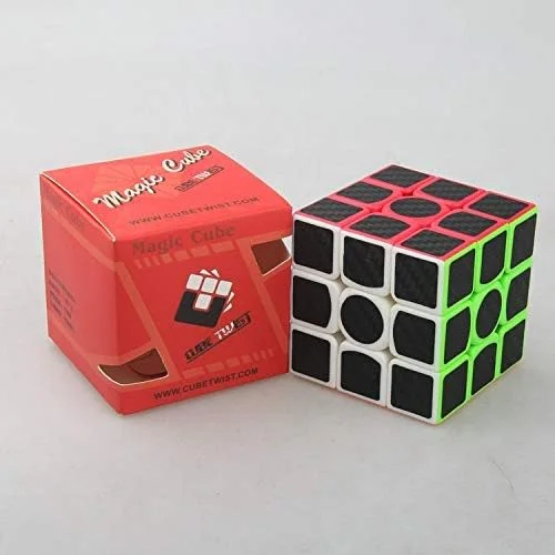 مکعب روبیک جادویی مرتبه سوم 57 میلیمتری با زیره رنگی و برچسب فیبر کربنی مشکی، اسباب بازی های هوش مکعب روبیک جادویی مرتبه سوم 57 میلیمتری با زیره رنگی و برچسب فیبر کربنی مشکی، اسباب بازی های هوش