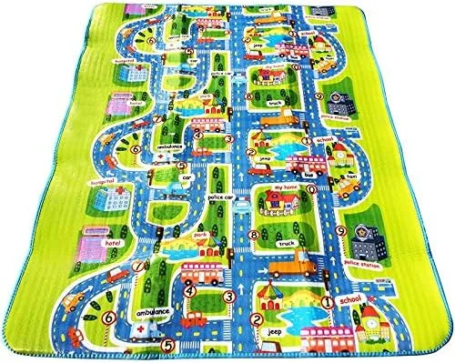 فرش بازی کودک طرح شهر - مناسب برای بازی با ماشین ها و اسباب بازی ها - بازی ایمن، آموزش و سرگرمی - هدیه ایده آل برای اتاق خواب کودک، اتاق بازی و فضای بازی