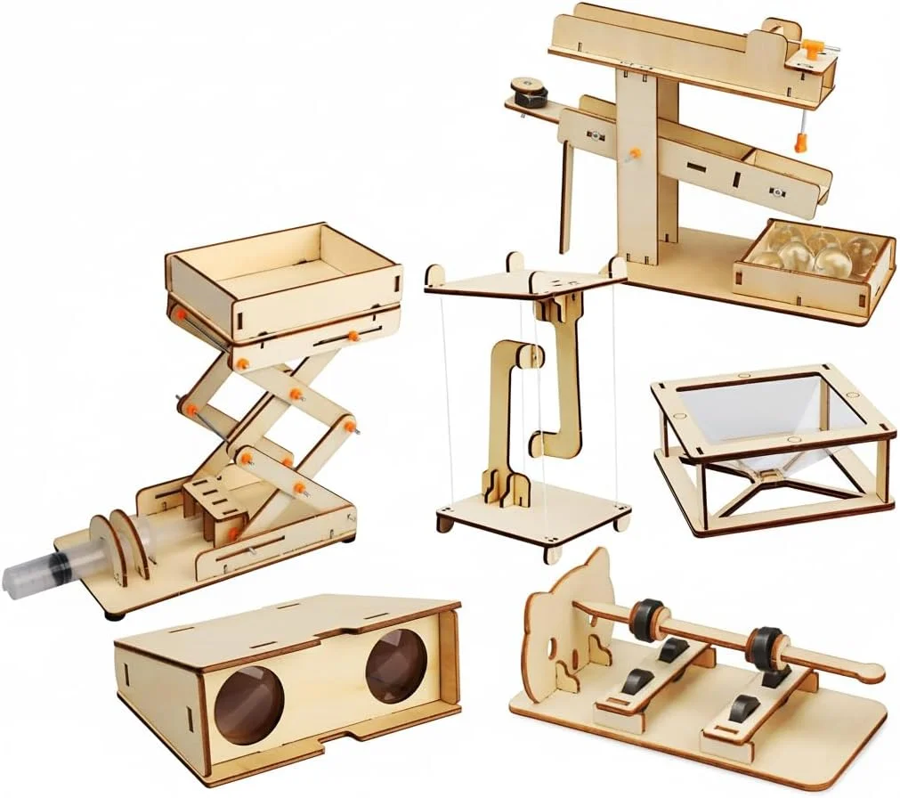 مجموعه 6 در 1 KASTWAVE STEM برای کودکان، پروژه های آموزشی ساختنی علمی 8-12 سال، پازل های چوبی سه بعدی، مدل نجاری، صنایع دستی STEM برای دختران 6 7 8 9 10 11 12 14 ساله