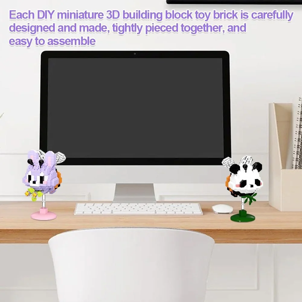 بلوک‌های ساختنی کوچک حیوانات، کیت‌های مدل مینی سه بعدی، مجموعه پازل آجری کارتونی، هدیه تزئینی سر تکان دهنده برای بزرگسالان و کودکان، اسباب بازی ساخت و ساز خلاقانه، 2 عددی