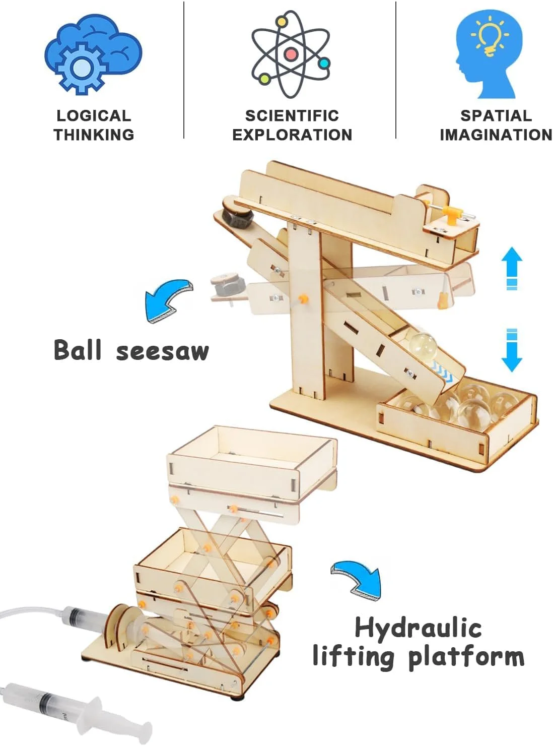 مجموعه 6 در 1 KASTWAVE STEM برای کودکان، پروژه های آموزشی ساختنی علمی 8-12 سال، پازل های چوبی سه بعدی، مدل نجاری، صنایع دستی STEM برای دختران 6 7 8 9 10 11 12 14 ساله