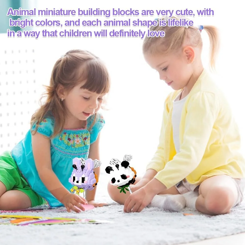 بلوک‌های ساختنی کوچک حیوانات، کیت‌های مدل مینی سه بعدی، مجموعه پازل آجری کارتونی، هدیه تزئینی سر تکان دهنده برای بزرگسالان و کودکان، اسباب بازی ساخت و ساز خلاقانه، 2 عددی