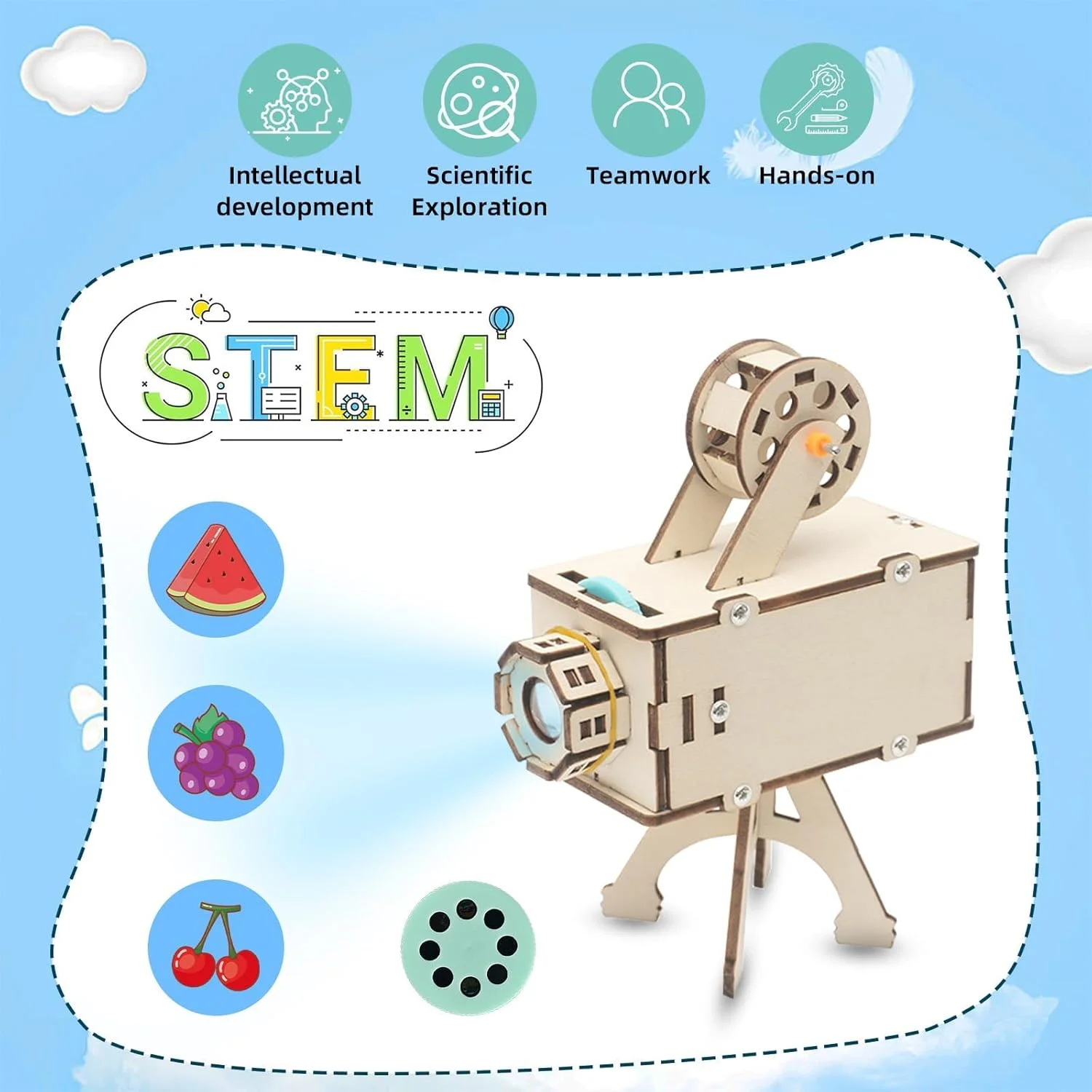 مجموعه های آزمایش علمی KASTWAVE برای کودکان، 2 بسته مجموعه های STEM چوبی، ربات های خدماتی و پروژکتور اسلاید خانگی، مجموعه های ساختمانی علمی آموزشی DIY صنایع دستی برای پسران و دختران 8-13 ساله