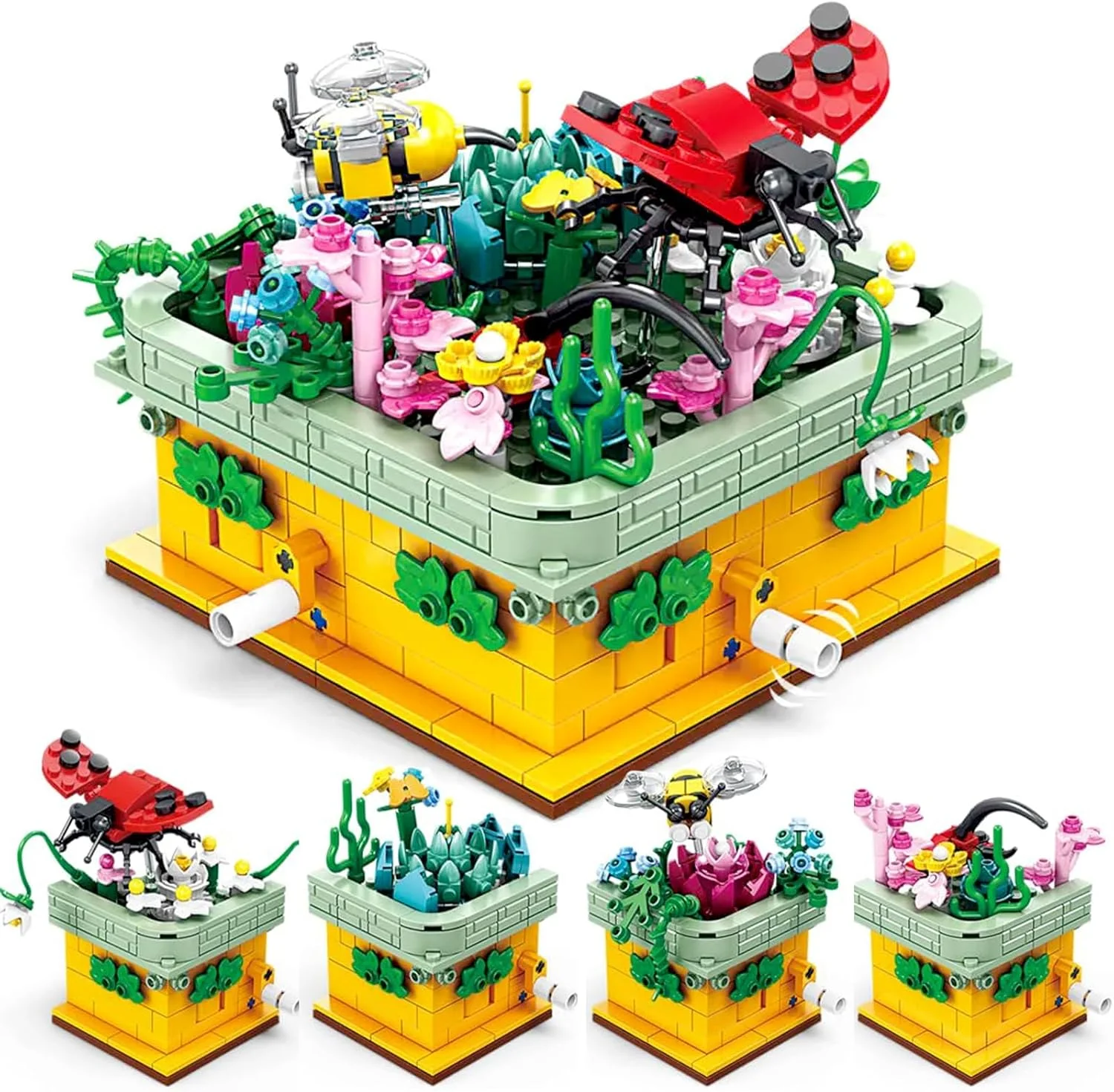 مجموعه ساختنی حشرات مکانیکی و گل ها با قطعات متحرک سه بعدی، مدل گیاه شناسی خلاقانه 661 قطعه، مجموعه مهندسی DIY برای بزرگسالان، کودکان و هدیه (4 عدد)