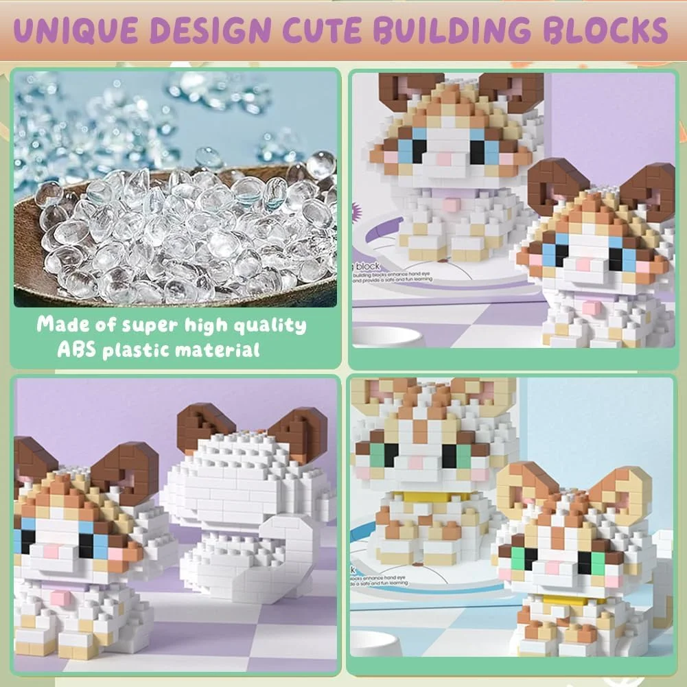 مجموعه بلوک های ساختنی گربه، مدل های مینیاتوری آجری حیوانات، اسباب بازی های ساخت و ساز خلاقانه DIY، دکور نمایش خانگی، هدیه برای بزرگسالان، کودکان و نوجوانان، سبک قهوه ای و زرد