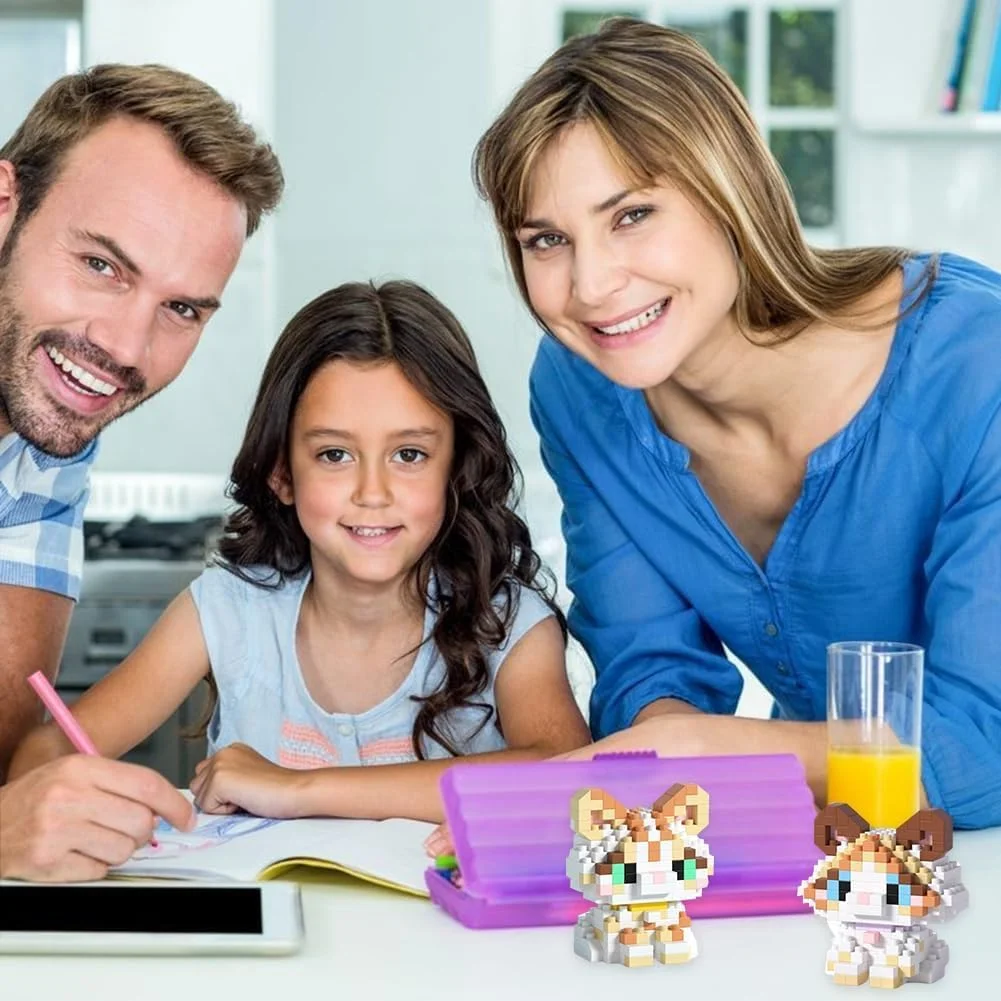مجموعه بلوک های ساختنی گربه، مدل های مینیاتوری آجری حیوانات، اسباب بازی های ساخت و ساز خلاقانه DIY، دکور نمایش خانگی، هدیه برای بزرگسالان، کودکان و نوجوانان، سبک قهوه ای و زرد