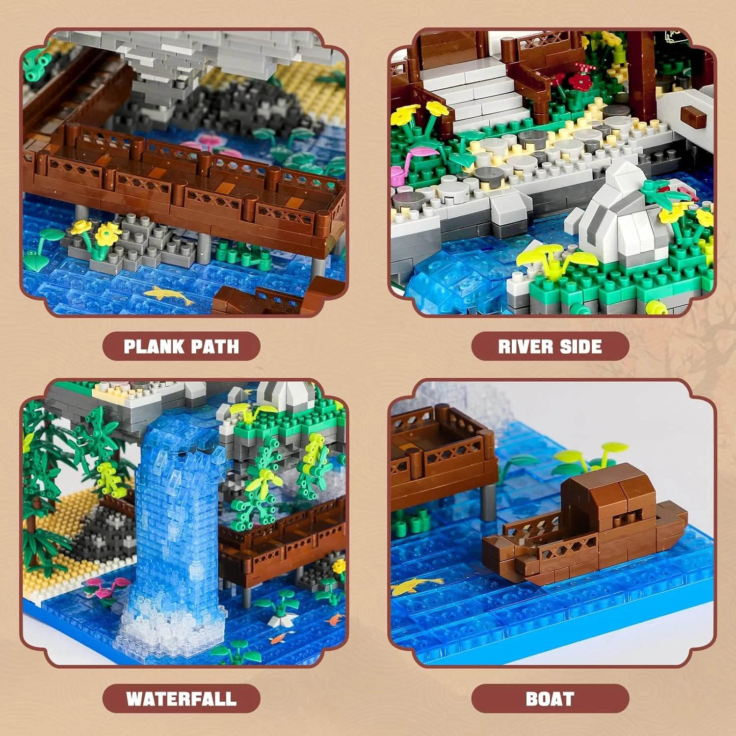 مجموعه بلوک های ساختمانی کوچک طرح باغ شکوفه هلو، معماری چینی، بونسای گیلاس به همراه چراغ های رشته ای، آجرهای کوچک خانه درختی ساکورا ژاپنی برای بزرگسالان و کودکان 14 سال به بالا (3320 قطعه) مجموعه بلوک های ساختمانی کوچک طرح باغ شکوفه هلو، معماری چینی، بونسای گیلاس به همراه چراغ های رشته ای، آجرهای کوچک خانه درختی ساکورا ژاپنی برای بزرگسالان و کودکان 14 سال به بالا (3320 قطعه)