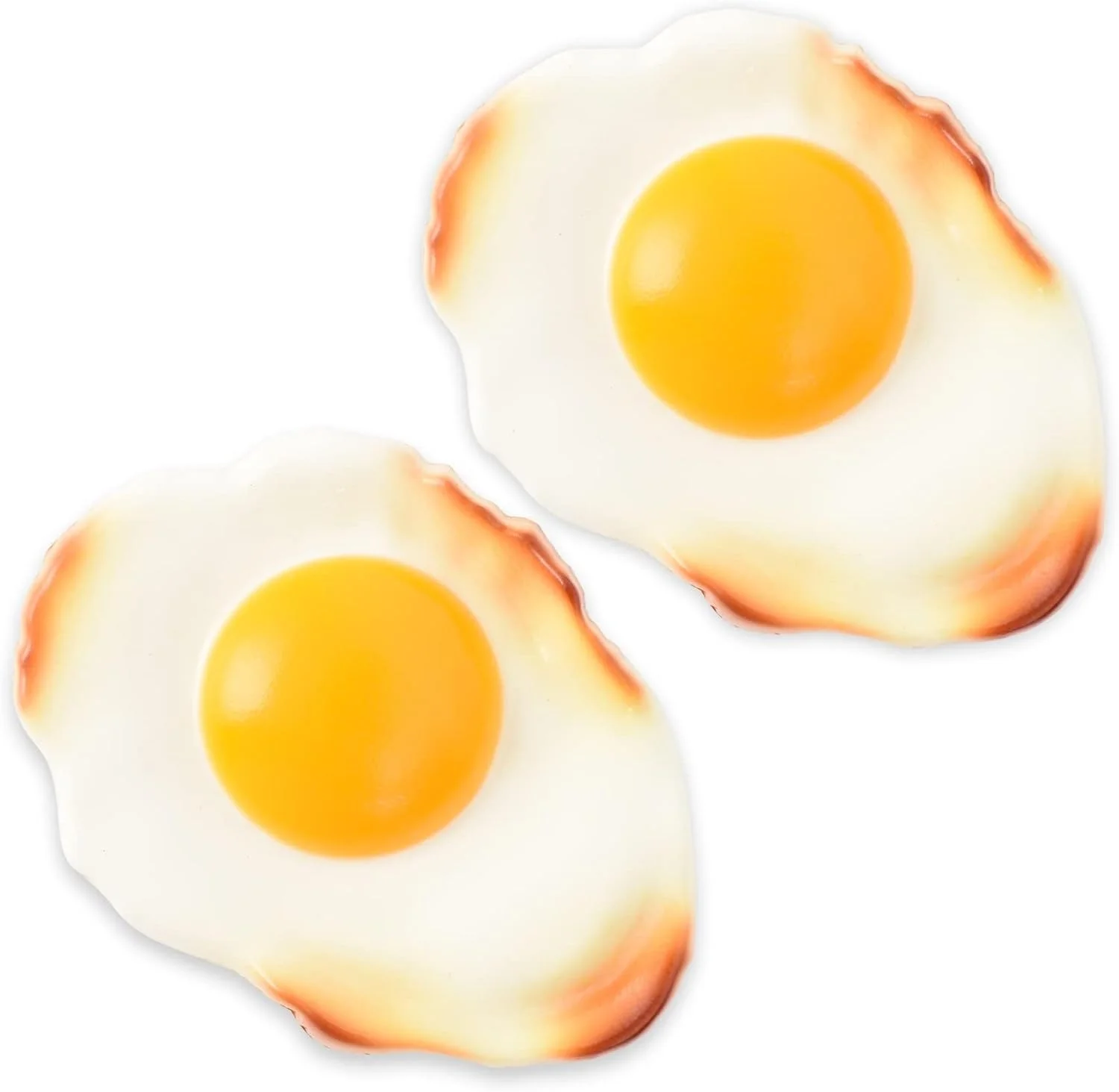 ست اسباب بازی تخم مرغ سرخ کرده مصنوعی واقعی، 2 عدد مدل غذای مصنوعی، برای بازی های وانمودی کودکان، دکور آشپزخانه آموزشی، بازی نقش آفرینی آشپزی و وسایل عکس