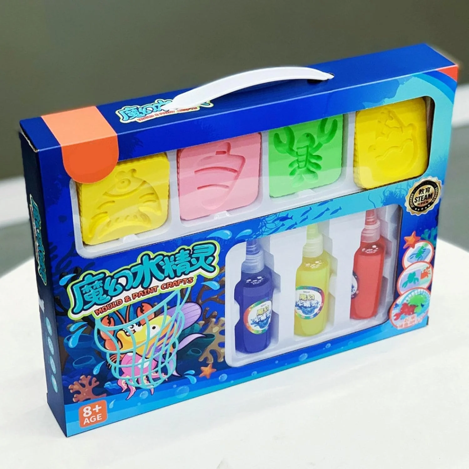 اسباب بازی آبی جادویی، اسباب بازی آبی دست ساز، اسباب بازی آبی خلاقانه، کیت ژل آبی آکواریومی، کیت ژل قالب اقیانوسی موجودات دریایی دست ساز برای کودکان 3-12 سال