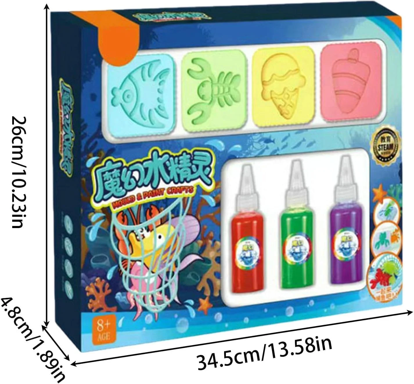 اسباب بازی آبی جادویی، اسباب بازی آبی دست ساز، اسباب بازی آبی خلاقانه، کیت ژل آبی آکواریومی، کیت ژل قالب اقیانوسی موجودات دریایی دست ساز برای کودکان 3-12 سال