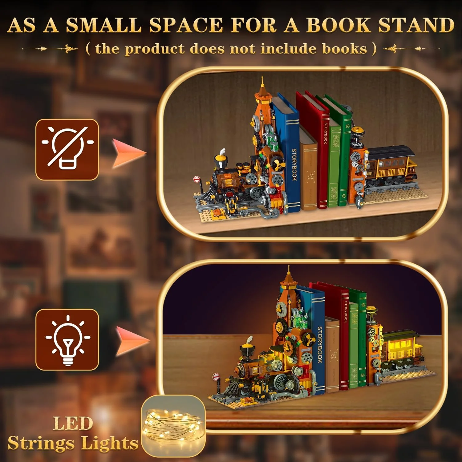 مجموعه بوک اند قطار استیم پانک KASTWAVE، مجموعه 252 قطعه ای خلاقانه بوک نوک با نور LED، مدل بلوک ساختنی بوک نوک مینیاتوری با جزئیات غنی برای کودکان، بزرگسالان، پسران و دختران بالای 8 سال مجموعه بوک اند قطار استیم پانک KASTWAVE، مجموعه 252 قطعه ای خلاقانه بوک نوک با نور LED، مدل بلوک ساختنی بوک نوک مینیاتوری با جزئیات غنی برای کودکان، بزرگسالان، پسران و دختران بالای 8 سال