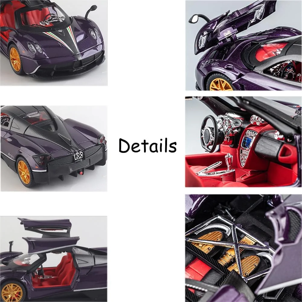 مدل ماشین اسباب بازی - مقیاس 1/24 آلیاژ بنفش کلکسیونی با چراغ و صدا، وسیله نقلیه دایکاست عقب کش، درب های بال مرغی، فرمان و جلوه های صوتی مدل ماشین اسباب بازی - مقیاس 1/24 آلیاژ بنفش کلکسیونی با چراغ و صدا، وسیله نقلیه دایکاست عقب کش، درب های بال مرغی، فرمان و جلوه های صوتی