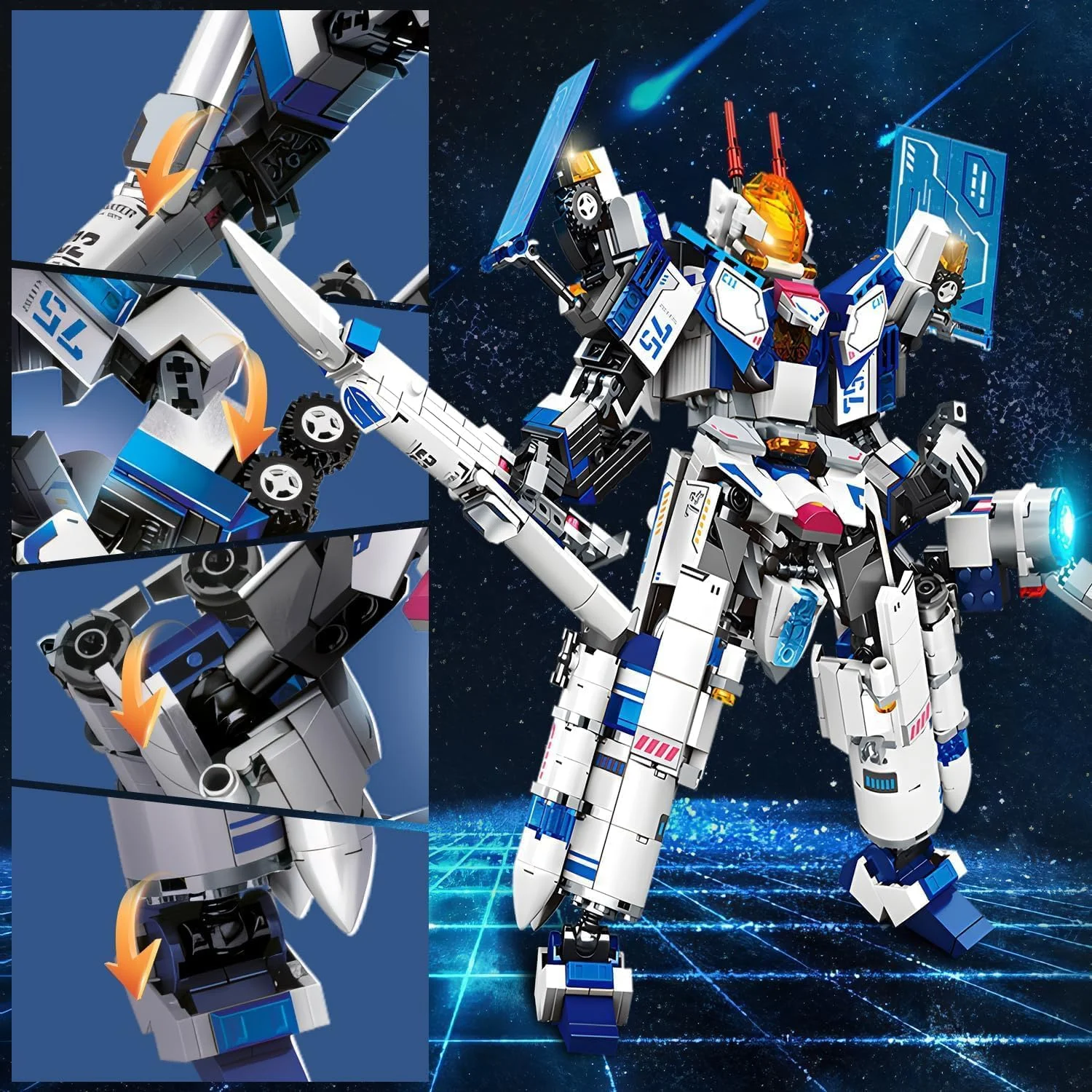 مجموعه ساختنی ربات مکانیکی تغییر شکل دهنده KASTWAVE، کیت بلوک ساختمانی هوافضای مکانیکی هوانوردی 5 در 1، مجموعه های ساختنی اسباب بازی مدل ربات های جالب، هدیه تولد برای پسران، نوجوانان و بزرگسالان (839 قطعه)