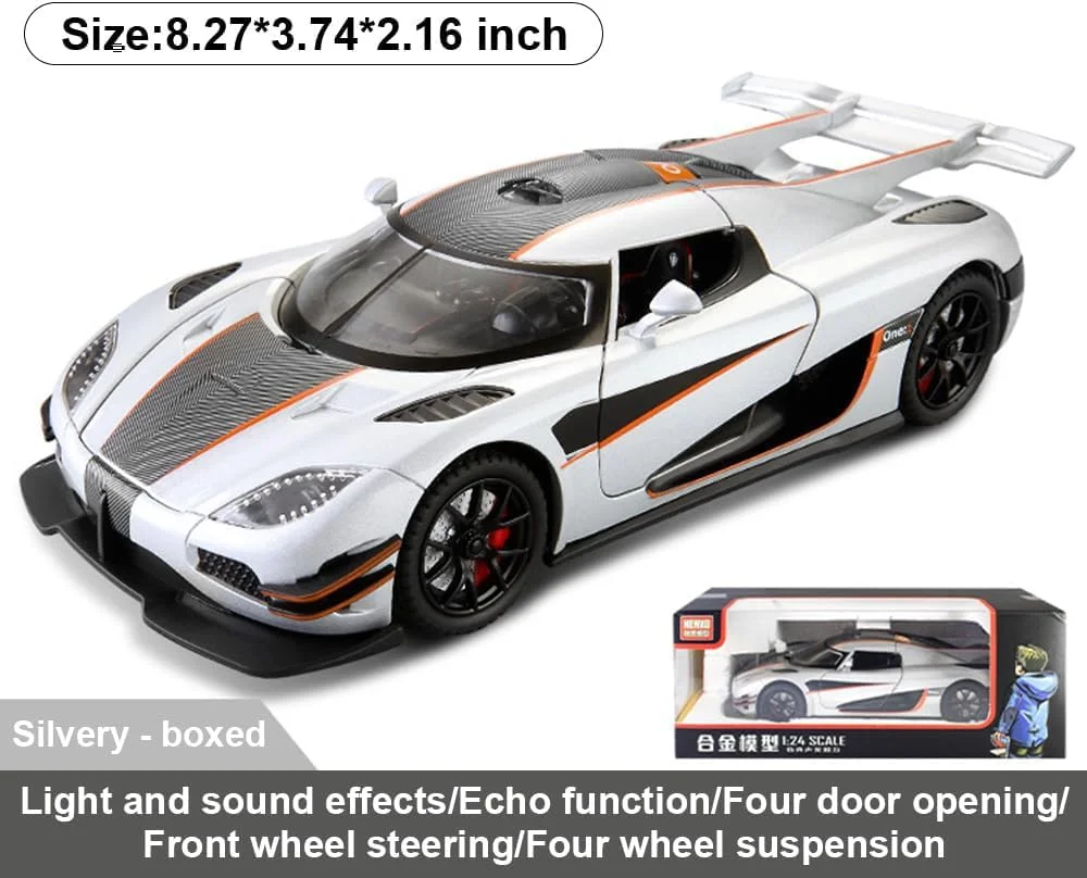 مدل ماشین اسباب بازی دایکست ماشین اسپرت مقیاس 1:24، مدل شبیه سازی ماشین اسپرت آلیاژی با قابلیت باز شدن درها، ویژگی های صدا و نور، ماشین های صوتی و تصویری چند منظوره برای پسران، کودکان و بزرگسالان