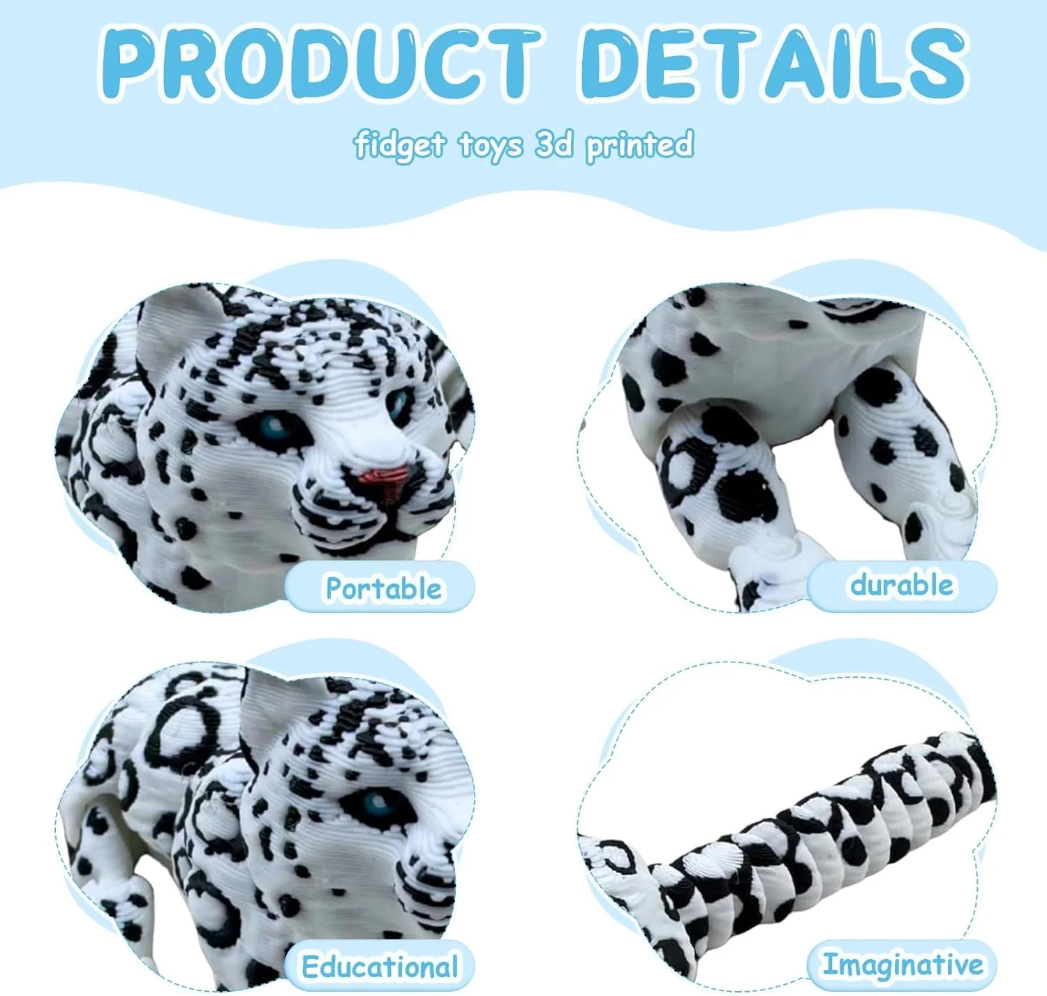 مجسمه پلنگ برفی چاپ سه بعدی متحرک - مدل مجسمه سازی شده سایز متوسط 21 سانتی متری برای دکور میز، اسباب بازی ضد استرس، هدیه کلکسیونی کودکان و بزرگسالان مجسمه پلنگ برفی چاپ سه بعدی متحرک - مدل مجسمه سازی شده سایز متوسط 21 سانتی متری برای دکور میز، اسباب بازی ضد استرس، هدیه کلکسیونی کودکان و بزرگسالان