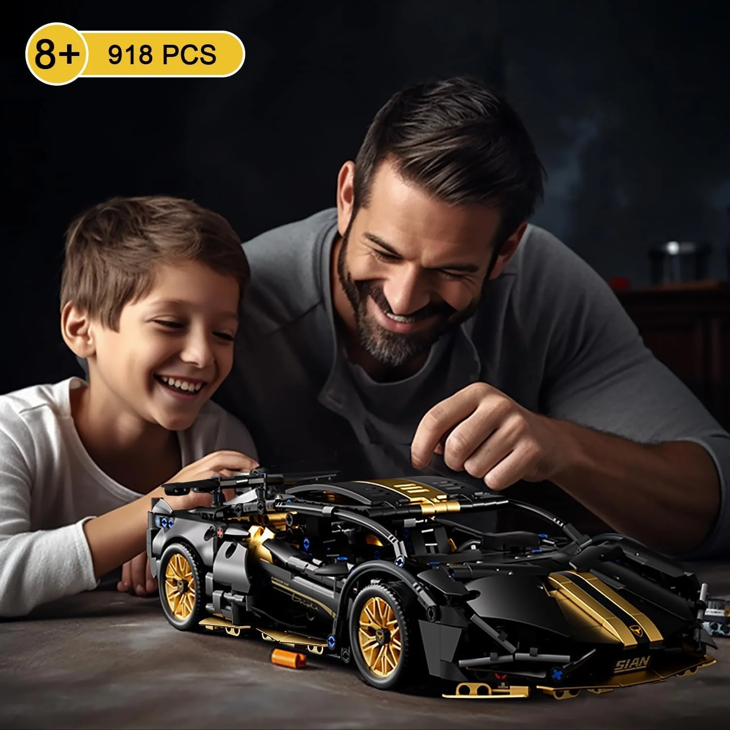 مجموعه بلوک ساخت ماشین مسابقه ای برای بزرگسالان، مدل مهندسی ماشین مسابقه در مقیاس 1:14 با چراغ های ال ای دی، مناسب برای مردان، نوجوانان، پسران، طرفداران سوپراسپرت 8 سال به بالا، +1000 قطعه