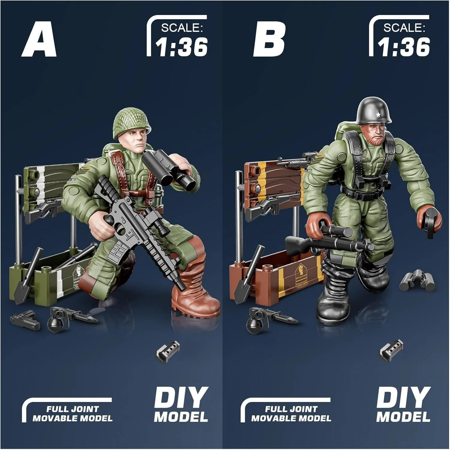 مجموعه بلوک ساخت سرباز نظامی KASTWAVE با 8 مینی فیگور و لوازم جانبی برای مهمانی کودکان