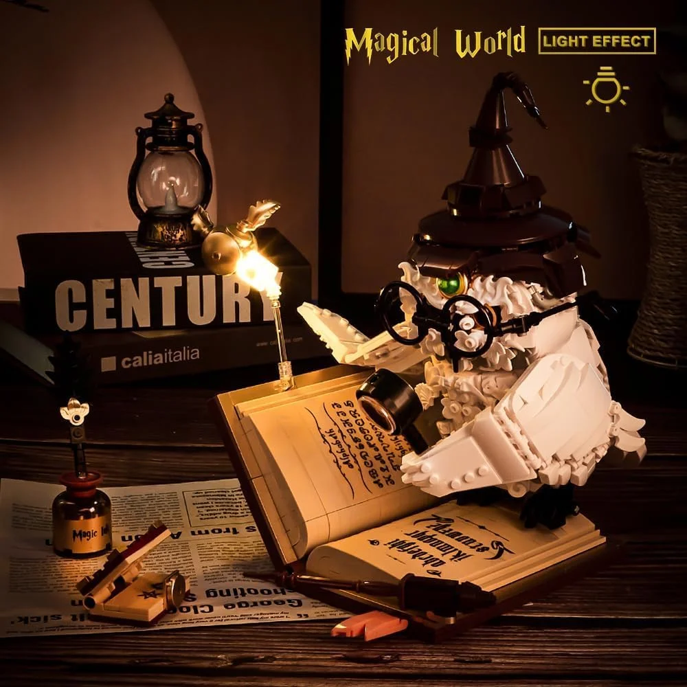 مجموعه ساختنی حیوانات جادویی، مدل کلکسیونی با جلوه نور، بلوک های دکوری برای کودکان دختر و پسر 8 سال به بالا، سازگار با اسباب بازی های MOC