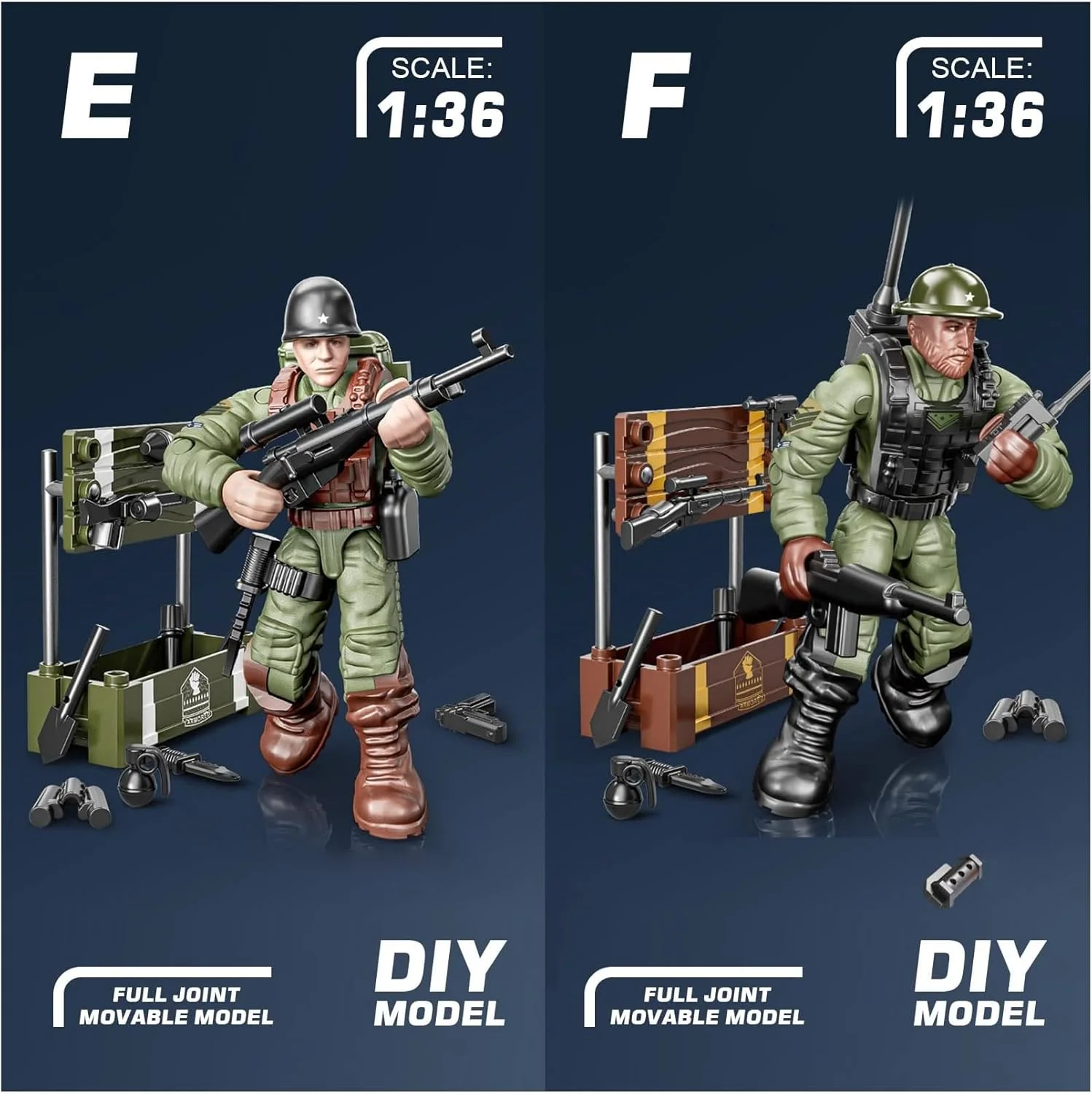 مجموعه بلوک ساخت سرباز نظامی KASTWAVE با 8 مینی فیگور و لوازم جانبی برای مهمانی کودکان