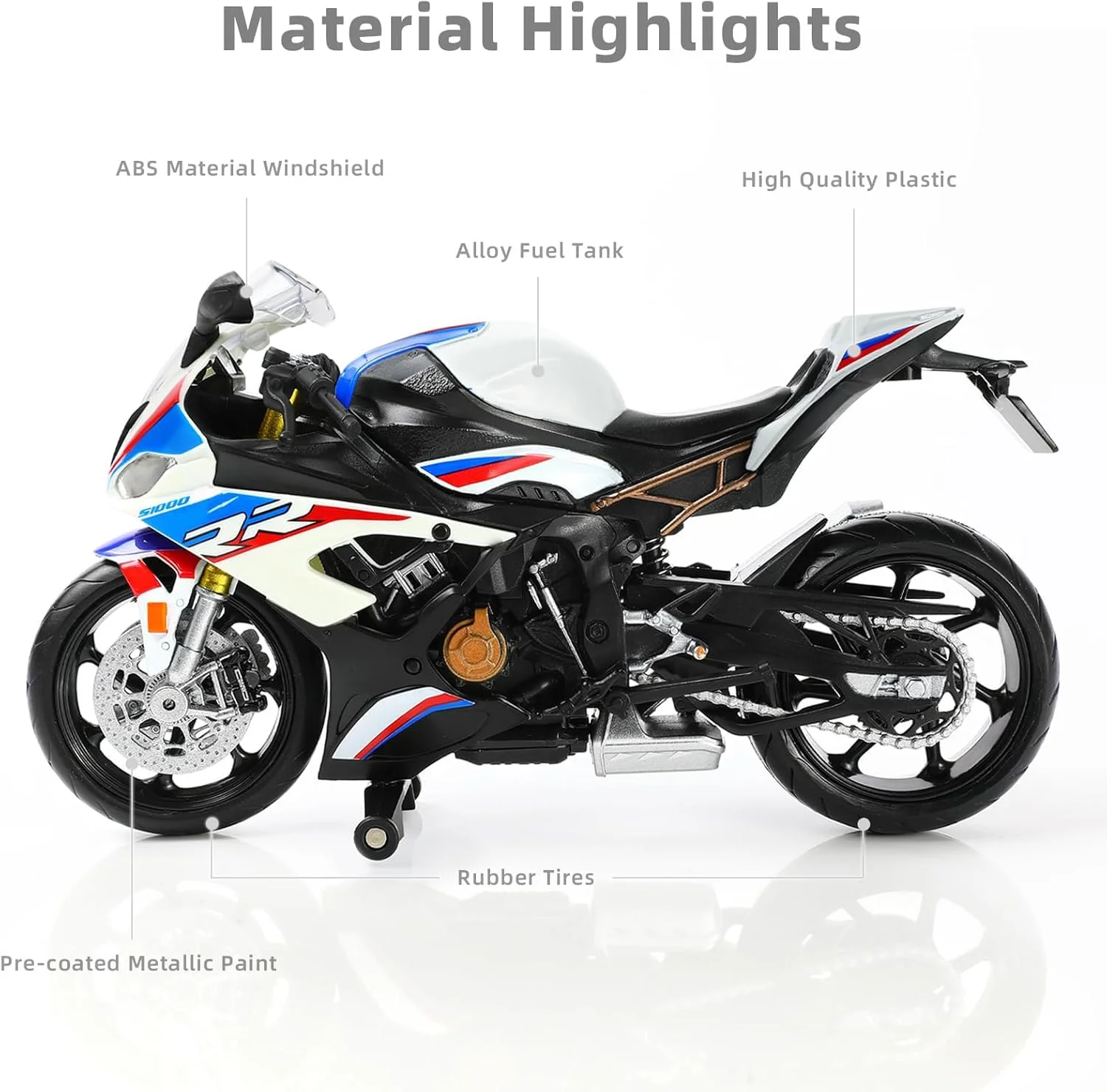 مدل اسباب بازی موتور سیکلت 1/12، مینی آلیاژ فلزی دایکاست، مدل های موتور سیکلت سفید، مدل مسابقه ای موتور سیکلت ورزشی، هدیه کلکسیونی برای مردان و پسران