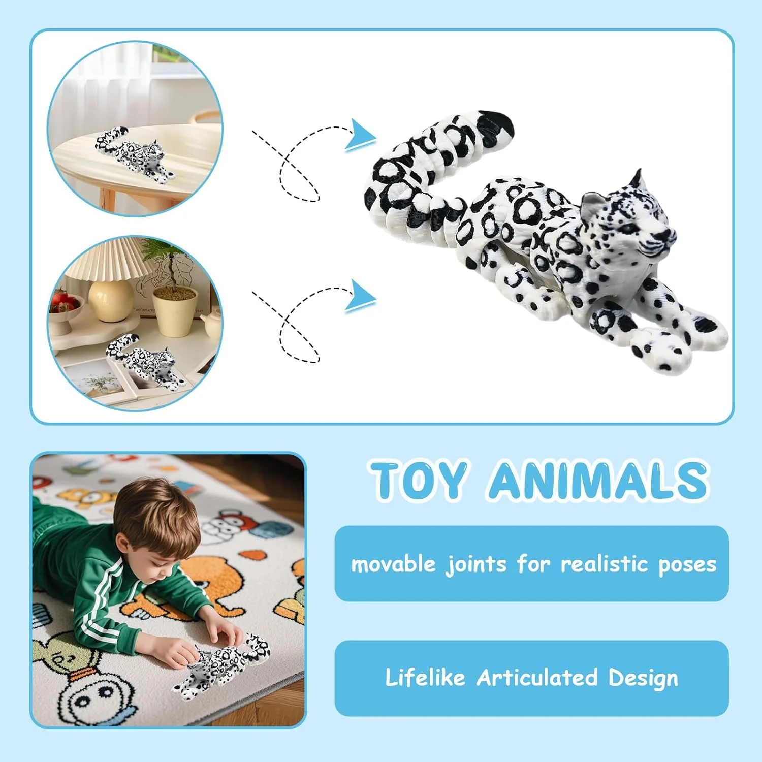 مجسمه پلنگ برفی چاپ سه بعدی متحرک - مدل مجسمه سازی شده سایز متوسط 21 سانتی متری برای دکور میز، اسباب بازی ضد استرس، هدیه کلکسیونی کودکان و بزرگسالان مجسمه پلنگ برفی چاپ سه بعدی متحرک - مدل مجسمه سازی شده سایز متوسط 21 سانتی متری برای دکور میز، اسباب بازی ضد استرس، هدیه کلکسیونی کودکان و بزرگسالان