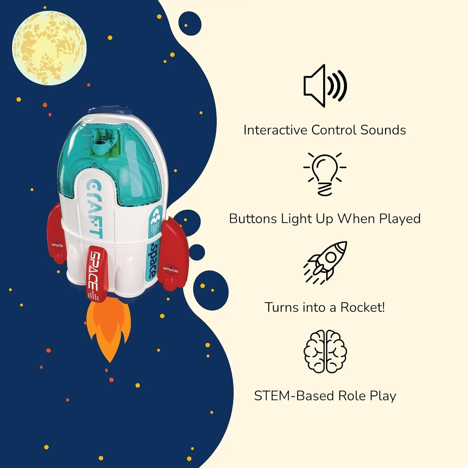 مجموعه بازی ۲ در ۱ شاتل فضایی و مرکز فرماندهی برای کودکان - با فیگور فضانورد، چراغ های LED و جلوه های صوتی واقعی، اسباب بازی ایستگاه فضایی تعاملی برای پسران و دختران ۳ سال به بالا مجموعه بازی ۲ در ۱ شاتل فضایی و مرکز فرماندهی برای کودکان - با فیگور فضانورد، چراغ های LED و جلوه های صوتی واقعی، اسباب بازی ایستگاه فضایی تعاملی برای پسران و دختران ۳ سال به بالا