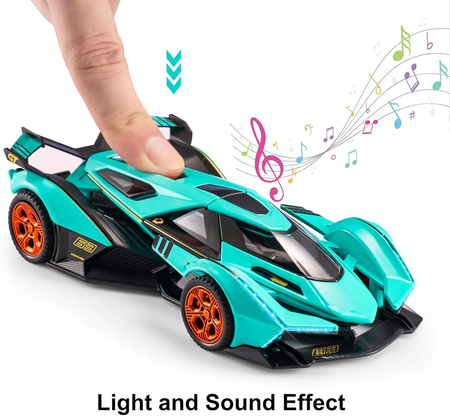 ماشین اسباب بازی دایکست V12، ماشین مسابقه عقب کش مقیاس 1:32 با نور و صدا برای پسران 3-8 ساله، مدل ماشین فلزی برای کودکان نوپا، ماشین های اسباب بازی هدیه برای پسران 3+ ساله، سوپراسپرت کلکسیونی