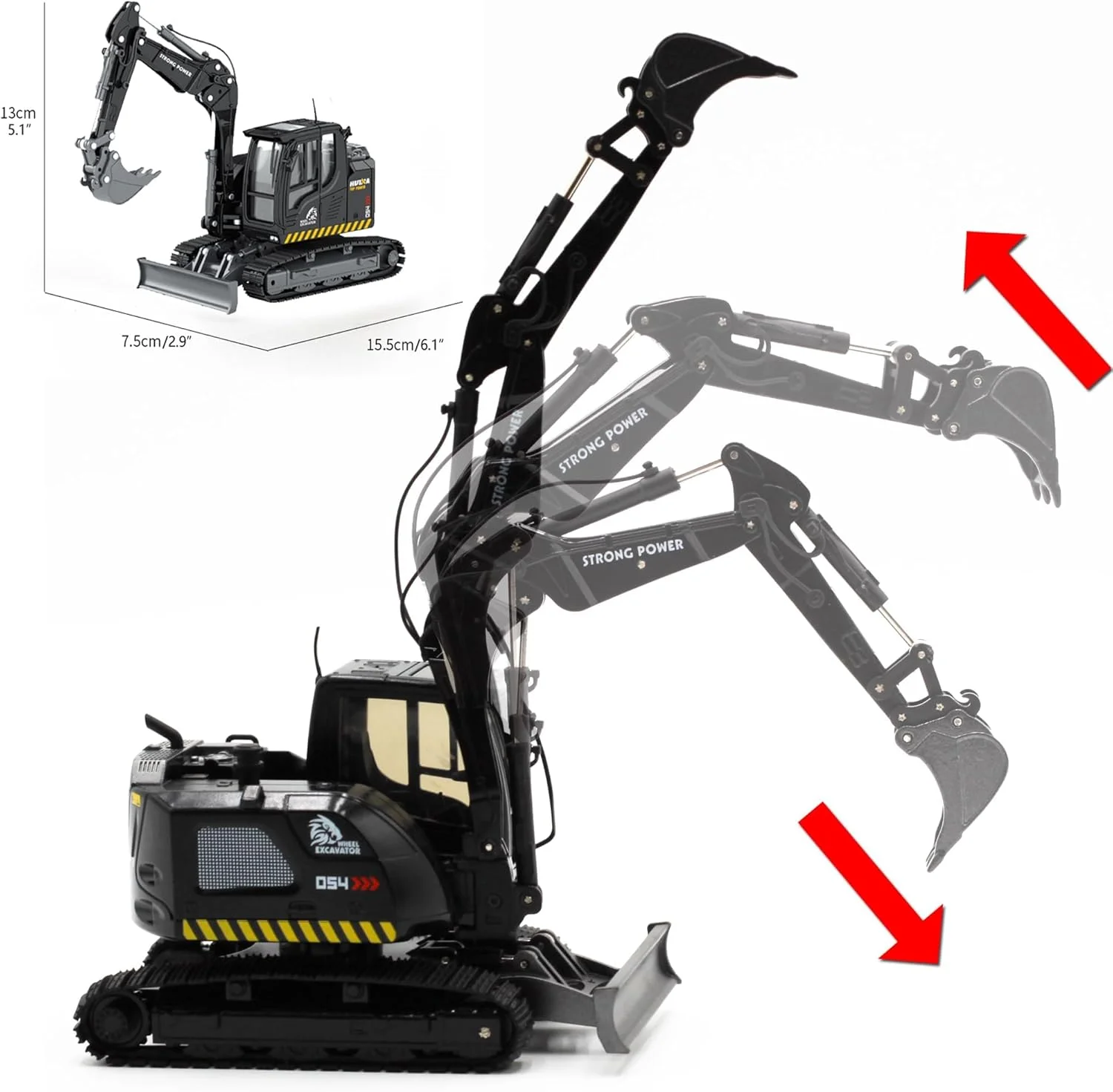 اسباب بازی بیل مکانیکی KASTWAVE، مقیاس 1/50، چرخش 360 درجه کابین، مناسب برای پسران و دختران 3 تا 12 سال، هدیه برای کودکان، بازی شن، دکور اتاق، کلکسیونی (مشکی)