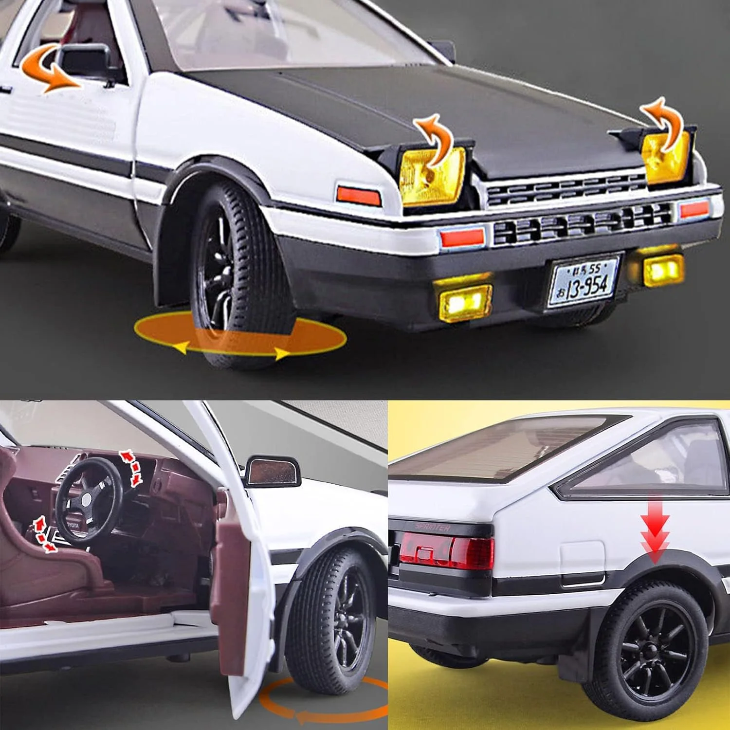 مدل ماشین دایکست KASTWAVE مقیاس 1/24، مدل کلکسیونی ماشین، ماشین اسباب بازی عقب کشیدنی با نور و صدا، هدیه ماشین برای پسران بالای 3 سال