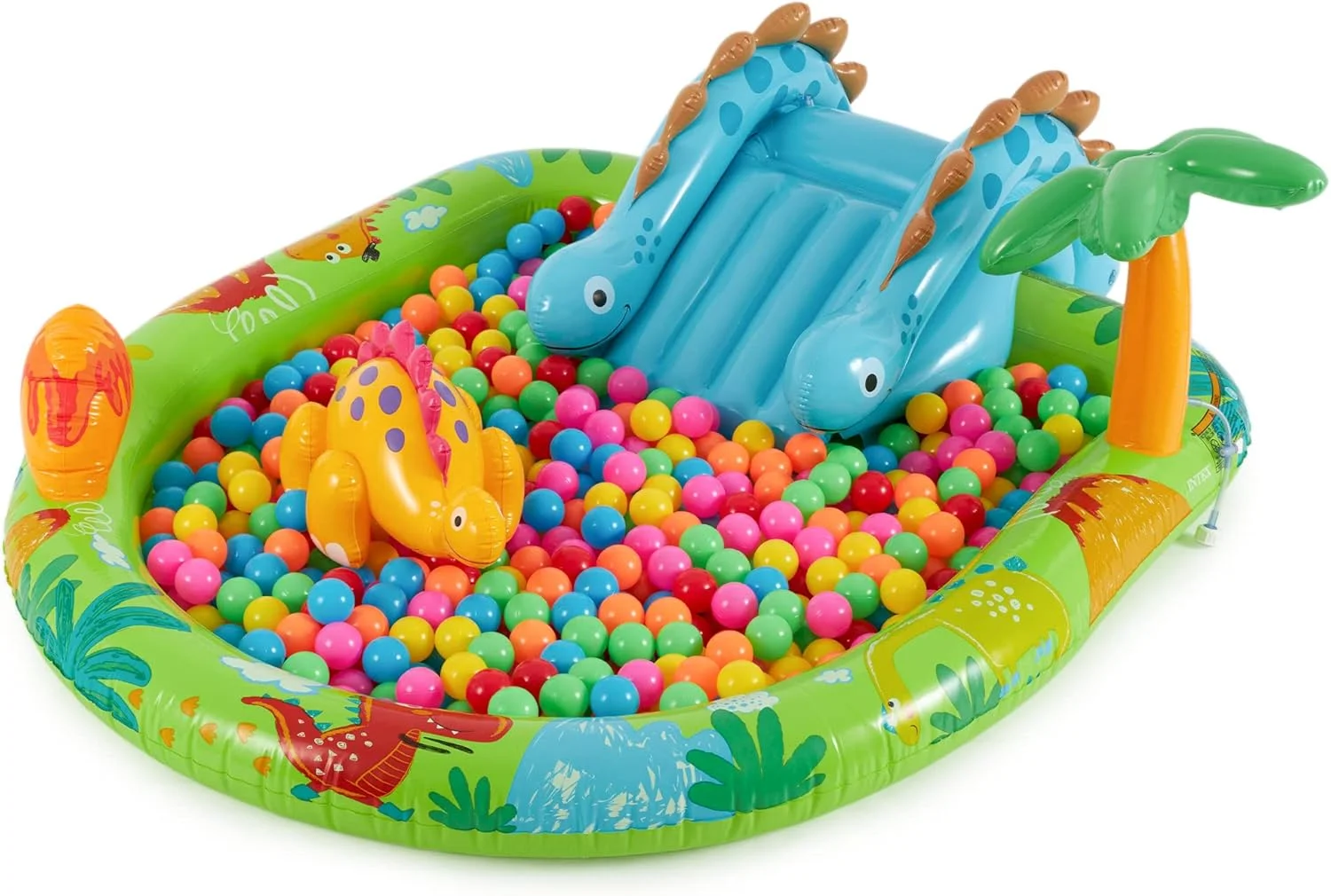 مرکز بازی استخر بادی اینتکس مدل 57166EP با طرح دایناسور و سرسره کوچک