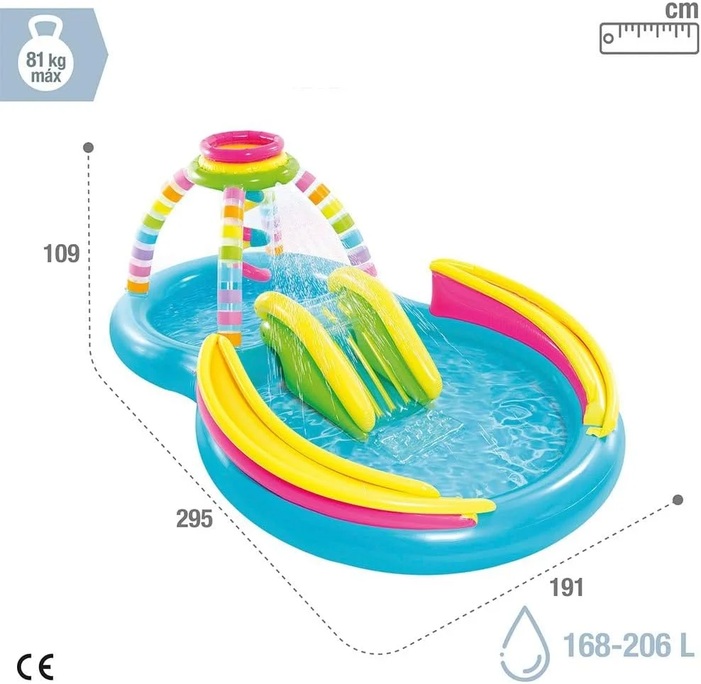 مرکز بازی بادی رنگین کمان اینتکس، ابعاد باد شده: 295 سانتیمتر x 191 سانتیمتر x 109 سانتیمتر (56137NP)