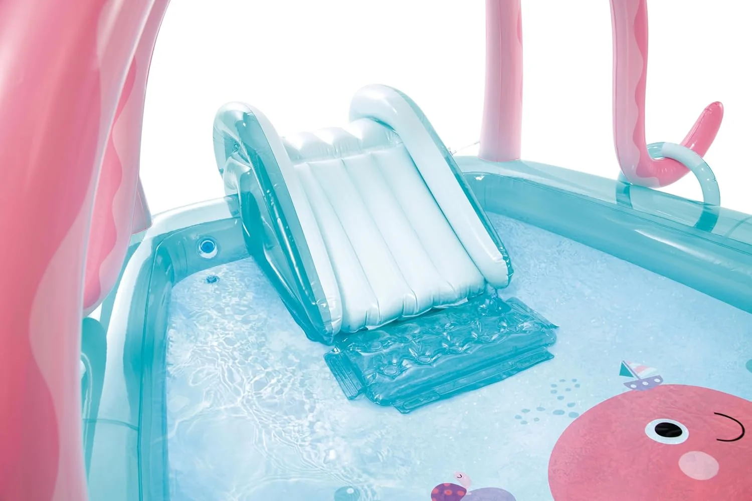استخر بادی کودک طرح اختاپوس مهربان اینتکس: استخر بادی کودک با آبپاش و سرسره - پد آبپاش - ابعاد 233x182x149 سانتی متر - مناسب برای کودکان 3 سال به بالا