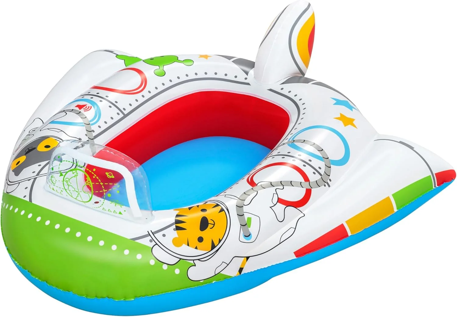 قایق بادی کودکانه طرح سفینه فضایی بست وی مدل Funspeakers ابعاد ۱۰۴x۹۹ سانتی متر
