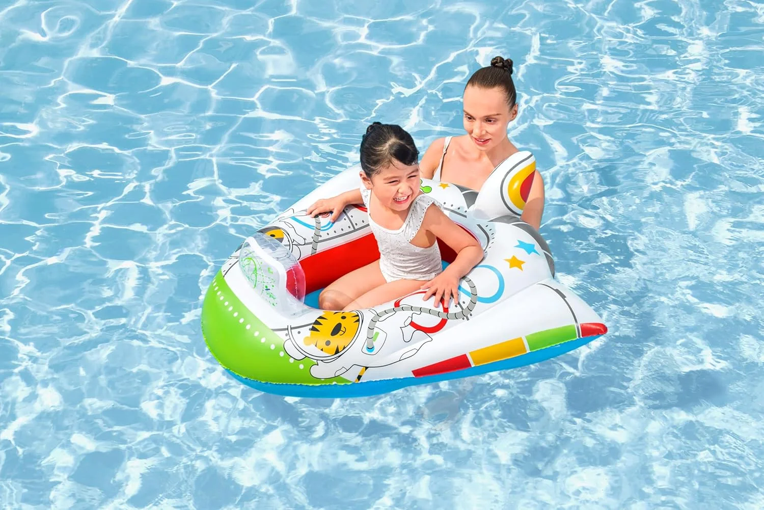 قایق بادی کودکانه طرح سفینه فضایی بست وی مدل Funspeakers ابعاد ۱۰۴x۹۹ سانتی متر