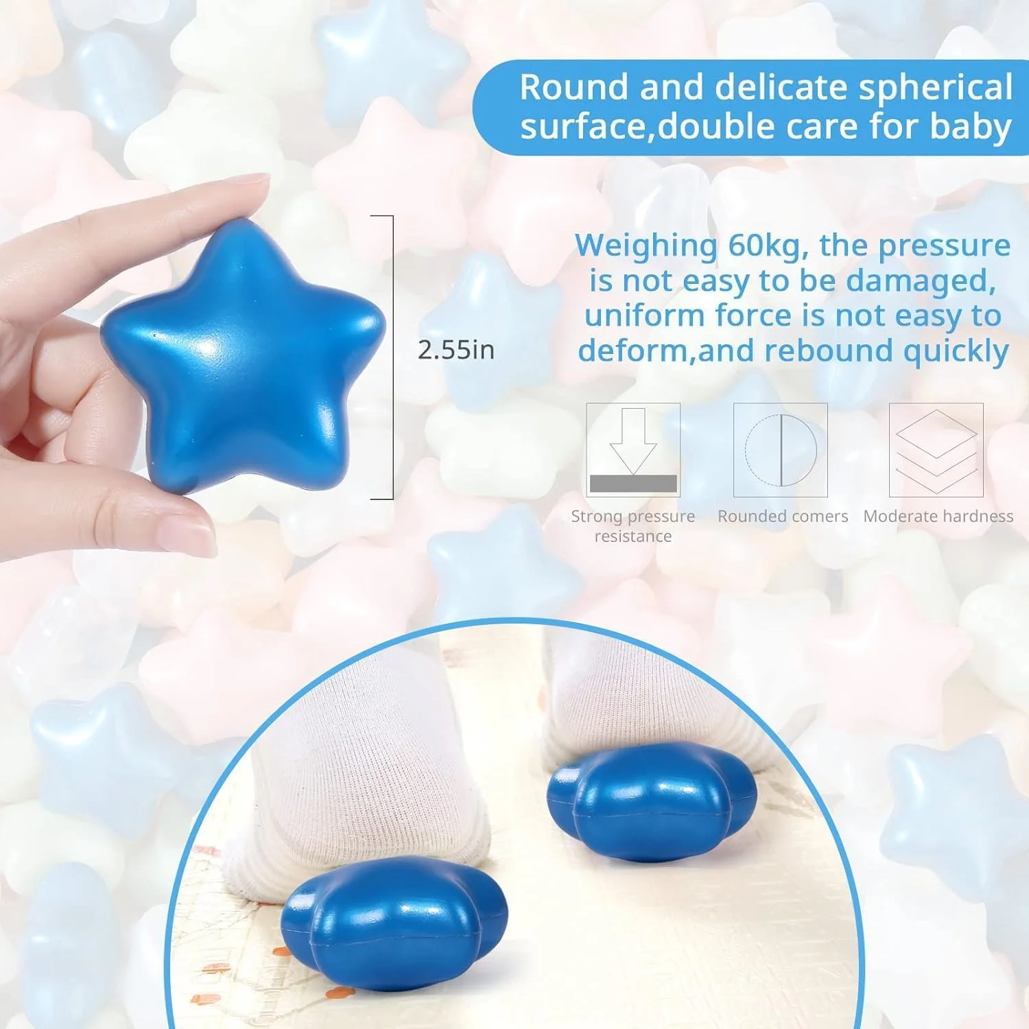 توپ های استخری ستاره ای AM ANNA برای کودکان نوپا، 100 عدد توپ پلاستیکی اسباب بازی برای بچه ها، توپ های رنگارنگ در اسباب بازی های بازی قابل استفاده مجدد، خانه بادی کودک، چادر بازی، اسباب بازی های آبی استخر کودک، تزئینات مهمانی توپ های استخری ستاره ای AM ANNA برای کودکان نوپا، 100 عدد توپ پلاستیکی اسباب بازی برای بچه ها، توپ های رنگارنگ در اسباب بازی های بازی قابل استفاده مجدد، خانه بادی کودک، چادر بازی، اسباب بازی های آبی استخر کودک، تزئینات مهمانی